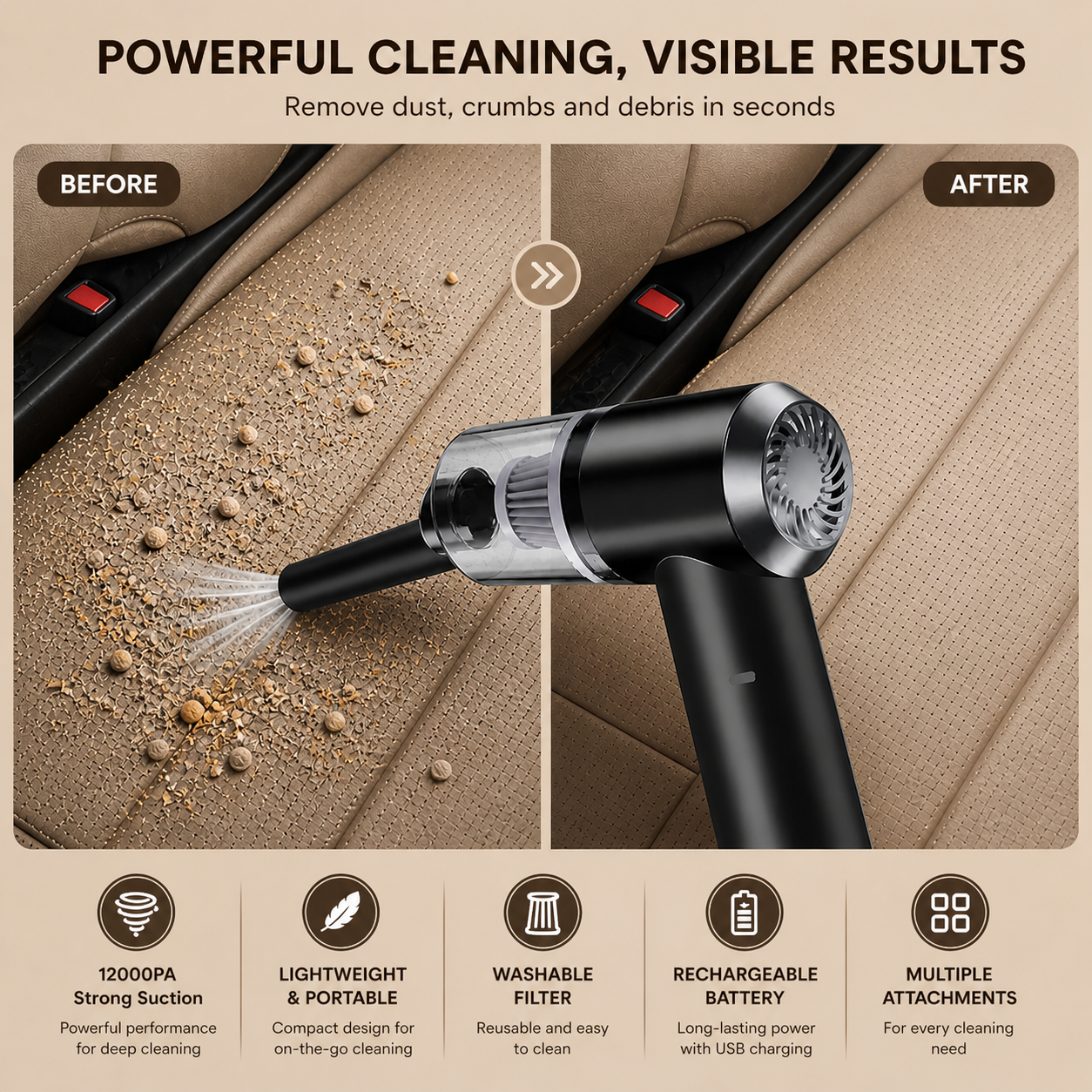 QuickClean 2-in-1 Mini Vacuum